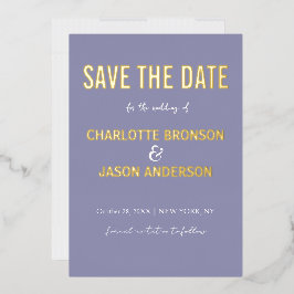 Eenvoudige moderne lavender bespaart de datum goud folie uitnodiging