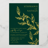 Eenvoudige moderne lederen marinedrukbruin goud folie uitnodiging (Voorkant)