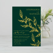 Eenvoudige moderne lederen marinedrukbruin goud folie uitnodiging (Staand Voorkant)