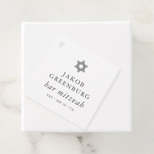 Eenvoudige moderne legant ster van David Bar Mitzv Bedankjes Labels (In situ)