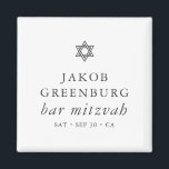 Eenvoudige moderne legant ster van David Bar Mitzv Magneet<br><div class="desc">Het ontwerp is samengesteld uit sans serif typografie en playful cursieve manuscripttypografie op een eenvoudige achtergrond. Hier te vinden op: http://www.zazzle.com/store/selectpartysupplies</div>