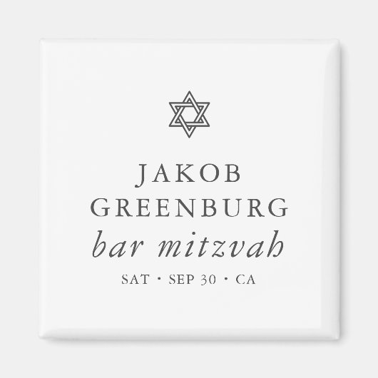 Eenvoudige moderne legant ster van David Bar Mitzv Magneet (Voorkant)