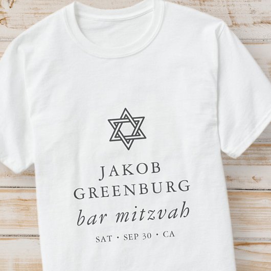 Eenvoudige moderne legant ster van David Bar Mitzv T-shirt
