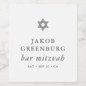 Eenvoudige moderne legant ster van David Bar Mitzv Wijn Etiket (Enkel label)