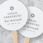 Eenvoudige moderne legant ster van David Bat Mitzv Handwaaier<br><div class="desc">Het ontwerp is samengesteld uit sans serif typografie en playful cursieve manuscripttypografie op een eenvoudige achtergrond. Hier te vinden op: http://www.zazzle.com/store/selectpartysupplies</div>