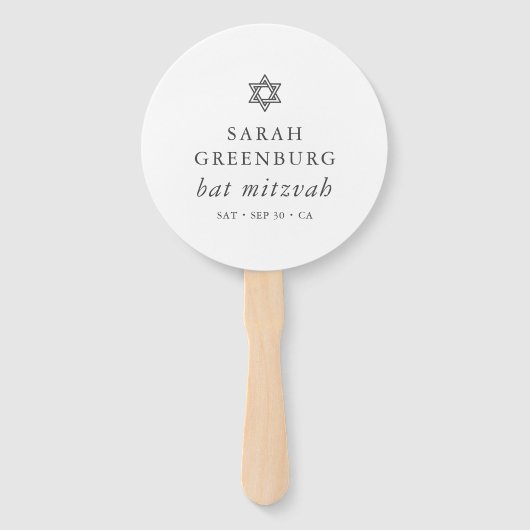 Eenvoudige moderne legant ster van David Bat Mitzv Handwaaier (Voorkant)