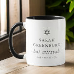 Eenvoudige moderne legant ster van David Bat Mitzv Mok<br><div class="desc">Het ontwerp is samengesteld uit sans serif typografie en playful cursieve manuscripttypografie op een eenvoudige achtergrond. Hier te vinden op: http://www.zazzle.com/store/selectpartysupplies</div>