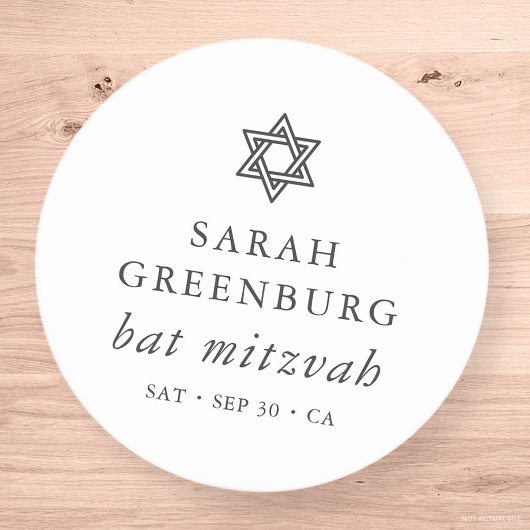 Eenvoudige moderne legant ster van David Bat Mitzv Ronde Sticker