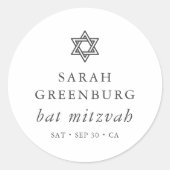 Eenvoudige moderne legant ster van David Bat Mitzv Ronde Sticker (Voorkant)