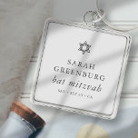 Eenvoudige moderne legant ster van David Bat Mitzv Sleutelhanger<br><div class="desc">Het ontwerp is samengesteld uit sans serif typografie en playful cursieve manuscripttypografie op een eenvoudige achtergrond. Hier te vinden op: http://www.zazzle.com/store/selectpartysupplies</div>