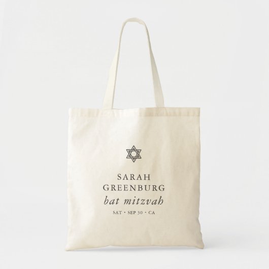 Eenvoudige moderne legant ster van David Bat Mitzv Tote Bag (Voorkant)