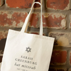 Eenvoudige moderne legant ster van David Bat Mitzv Tote Bag