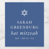 Eenvoudige moderne legant ster van David Bat Mitzv Wijn Etiket (Enkel label)