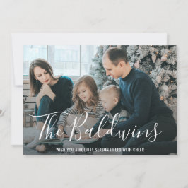 Eenvoudige, moderne legante familie met kerstmis feestdagenkaart