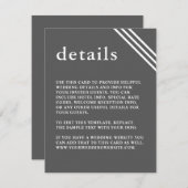 Eenvoudige moderne legante grijze bruiloft - detai informatiekaartje (Voorkant / Achterkant)