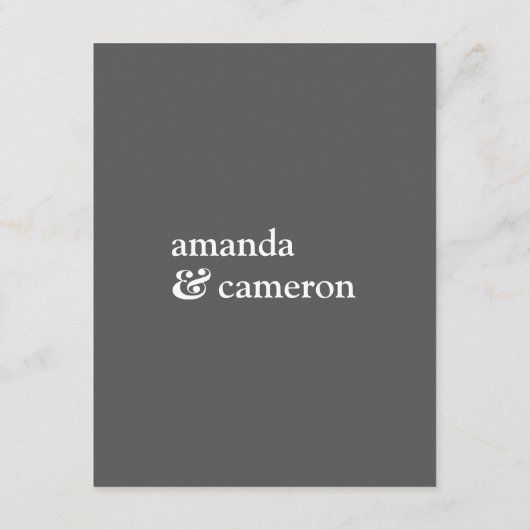 Eenvoudige moderne legante grijze bruiloft - detai informatiekaartje (Achterkant)