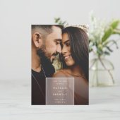 Eenvoudige moderne legante marmer- en fotobekledin save the date (Staand voorkant)