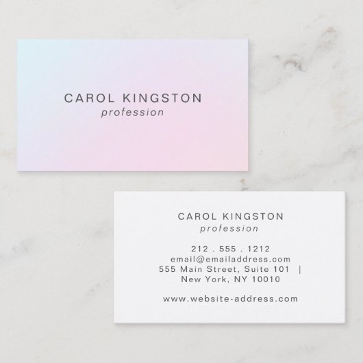 Eenvoudige, moderne lichte holografische meisjespr visitekaartje (Voorkant / Achterkant)