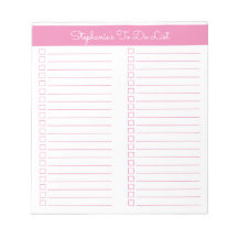 Eenvoudige moderne lichtroze controlelijst met twe