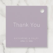 Eenvoudige Moderne Lila Monogram Bruiloft Dank u Bedankjes Labels (Achterkant)