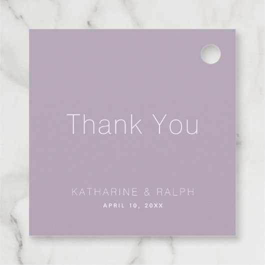 Eenvoudige Moderne Lila Monogram Bruiloft Dank u Bedankjes Labels (Achterkant)
