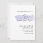 Eenvoudige moderne Lila penseelstreken bruiloft Kaart (Voorkant)