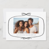 Eenvoudige Moderne Lint Foto Kerstmis Feestdagenkaart (Voorkant)