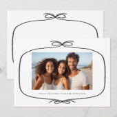 Eenvoudige Moderne Lint Foto Kerstmis Feestdagenkaart (Voorkant / Achterkant)