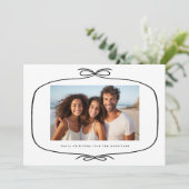 Eenvoudige Moderne Lint Foto Kerstmis Feestdagenkaart (Staand voorkant)