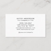 Eenvoudige moderne Logo en QR-code op zwart Visitekaartje (Achterkant)