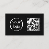 Eenvoudige moderne Logo en QR-code op zwart Visitekaartje (Voorkant)