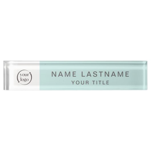 Eenvoudige moderne Logo naam en titel in Aqua Naambordje (Voorkant)