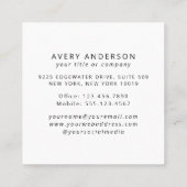 Eenvoudige moderne Logo op wit Vierkante Visitekaartje (Achterkant)