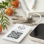 Eenvoudige moderne Logo QR Code Business Sleutelhanger<br><div class="desc">Aangepaste Sleutelhanger met je logo en je QR-code met je bedrijfsnaam hierboven en je bericht hieronder. Deze eenvoudige sleutelhangers maken grote promotionele items voor het geven aan klanten, werknemers of als overvloed aan commerciële shows en evenementen. Veel plezier met je marketing en adverteren. Deze Sleutelhangers van de Code QR zijn...</div>