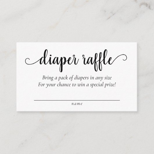 Eenvoudige moderne luier Raffle | Klassiek Baby sh Informatiekaartje (Voorkant)