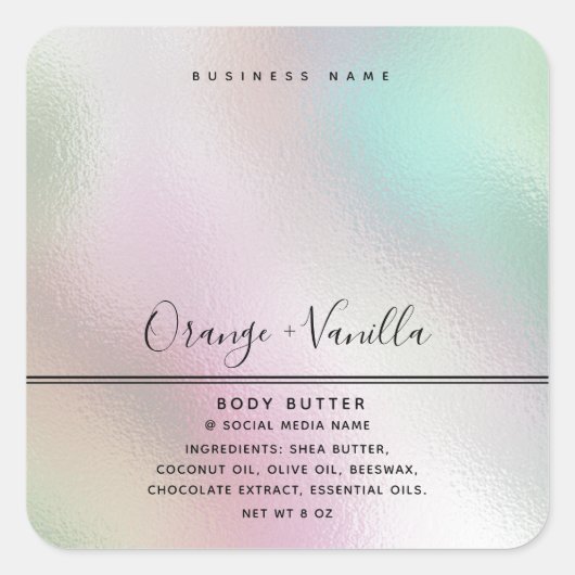 Eenvoudige moderne luxe typografie holografisch vierkante sticker