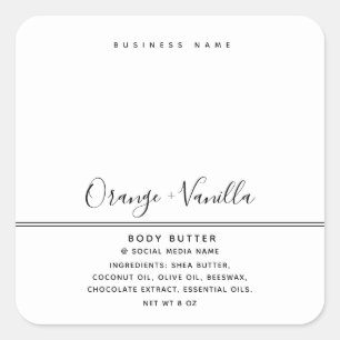 Eenvoudige moderne luxe typografie witte product v vierkante sticker