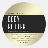 Eenvoudige, moderne luxe typografie zwart goud ronde sticker (Voorkant)