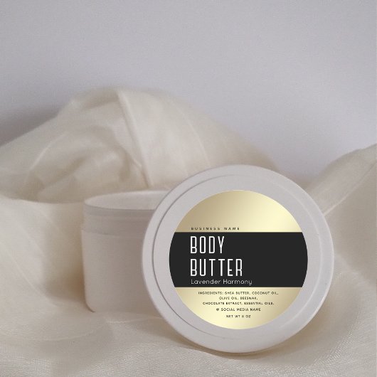 Eenvoudige, moderne luxe typografie zwart goud ronde sticker