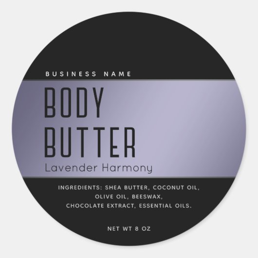 Eenvoudige moderne luxe typografie zwarte klassiek ronde sticker (Voorkant)