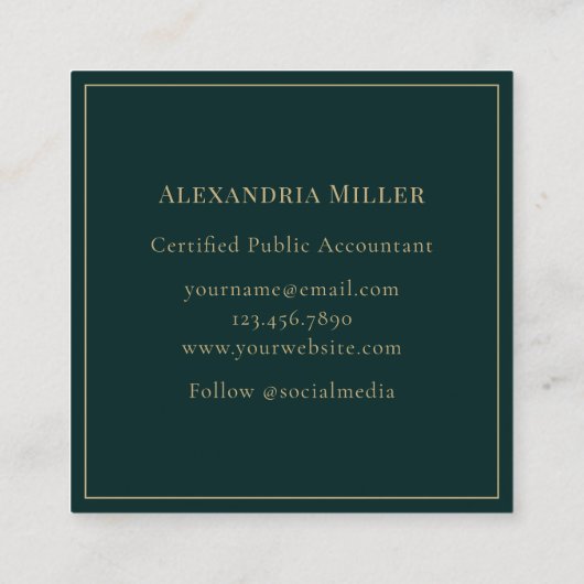 Eenvoudige moderne luxe vierkante visitekaartje (Achterkant)