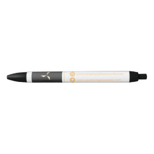 Eenvoudige Moderne Luxe Wit & Goud Uw Logo Zwarte Inkt Pen