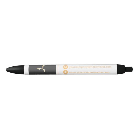 Eenvoudige Moderne Luxe Wit & Goud Uw Logo Zwarte Inkt Pen (Voorkant)