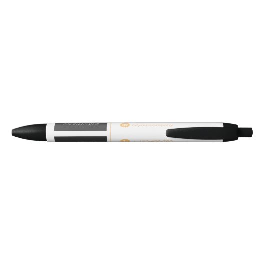 Eenvoudige Moderne Luxe Wit & Goud Uw Logo Zwarte Inkt Pen (Achterkant)