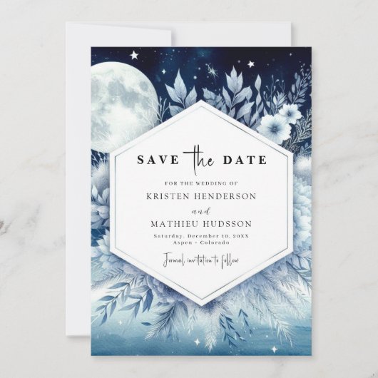 Eenvoudige moderne maanverlichte bruiloft save the date (Voorkant)