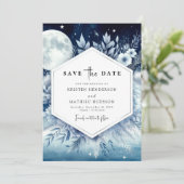 Eenvoudige moderne maanverlichte bruiloft save the date (Staand voorkant)