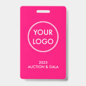 Eenvoudige Moderne Magenta Logo Veiling VIP Pas Badge (Achterkant)