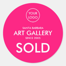 Eenvoudige moderne magenta Verkochte veiling met L Ronde Sticker