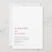 Eenvoudige Moderne Magenta Witte Monogram Huwelijk Kaart (Voorkant)