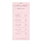 Eenvoudige moderne make-up artiest prijslijst roze reclamekaart (Voorkant)